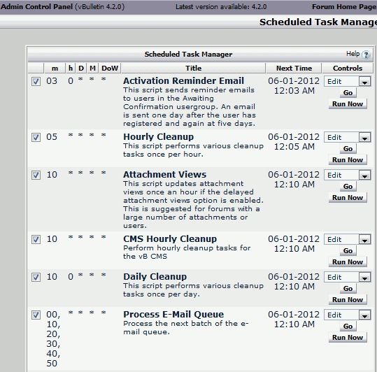 vBulletin Scheduled Task Manager vBulletin Scheduled Task Manager